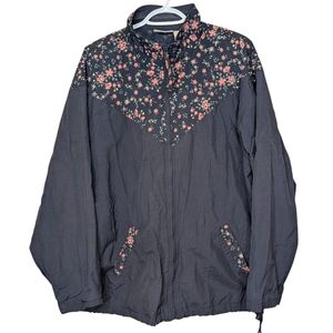 Vintage Northern Reflections Floral Windbreaker Jacket Navy Women’s Large